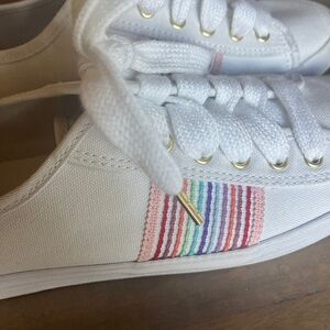 Keds like new 9 rainbow embroidery stripe gold accents